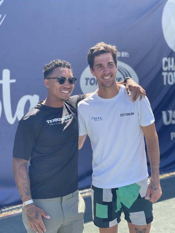Coach Liam with a touring pro at a tournament